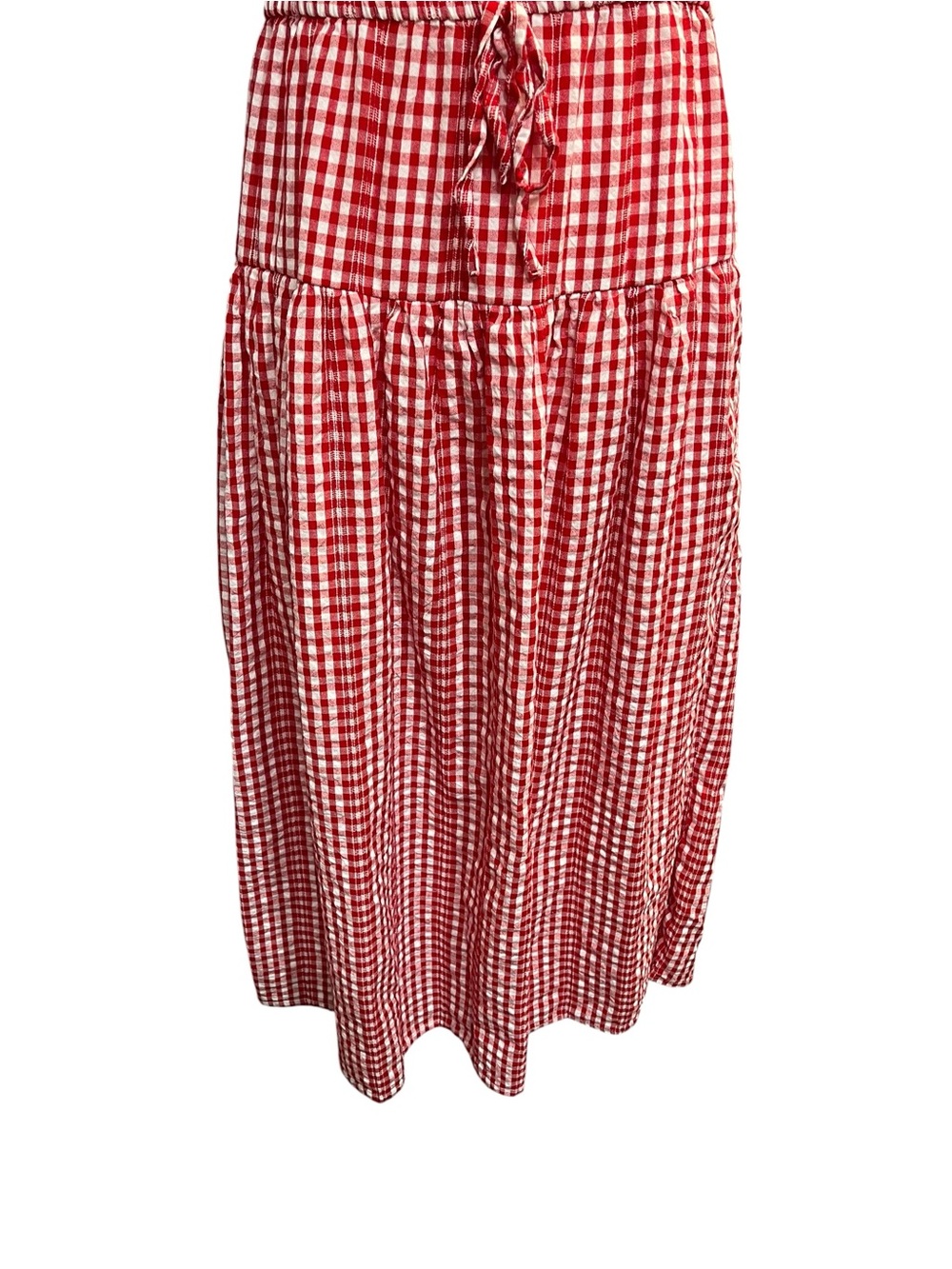 Sim & Sam Red Gingham Max Dress with Smocked Bodice - Large - Picture 3 of 9
